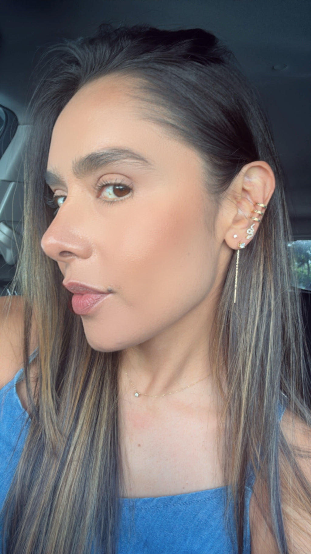 zircon tassel Earring 14k